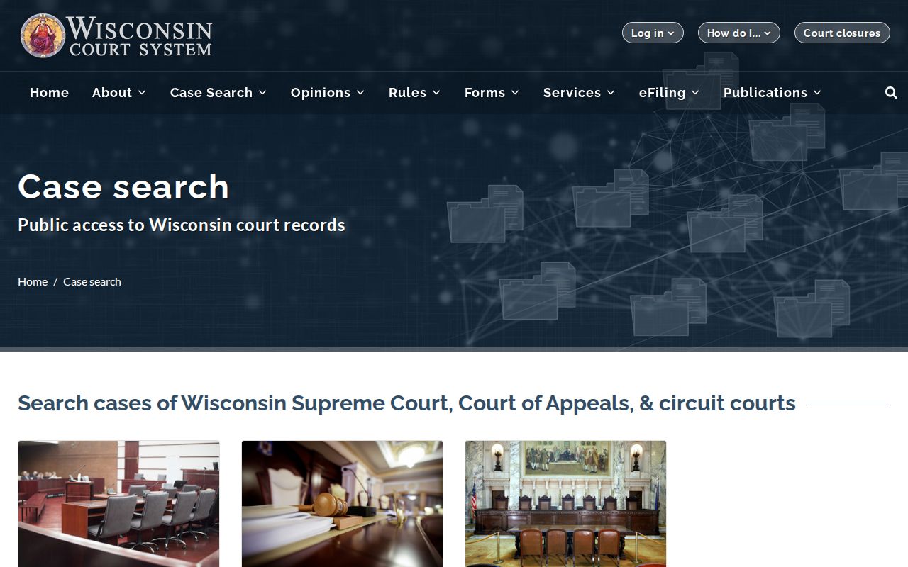 Wisconsin gateway for a Crawford County court case lookup
