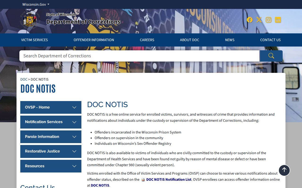 Crawford County sex offender lookup and Wisconsin DOC notification options
