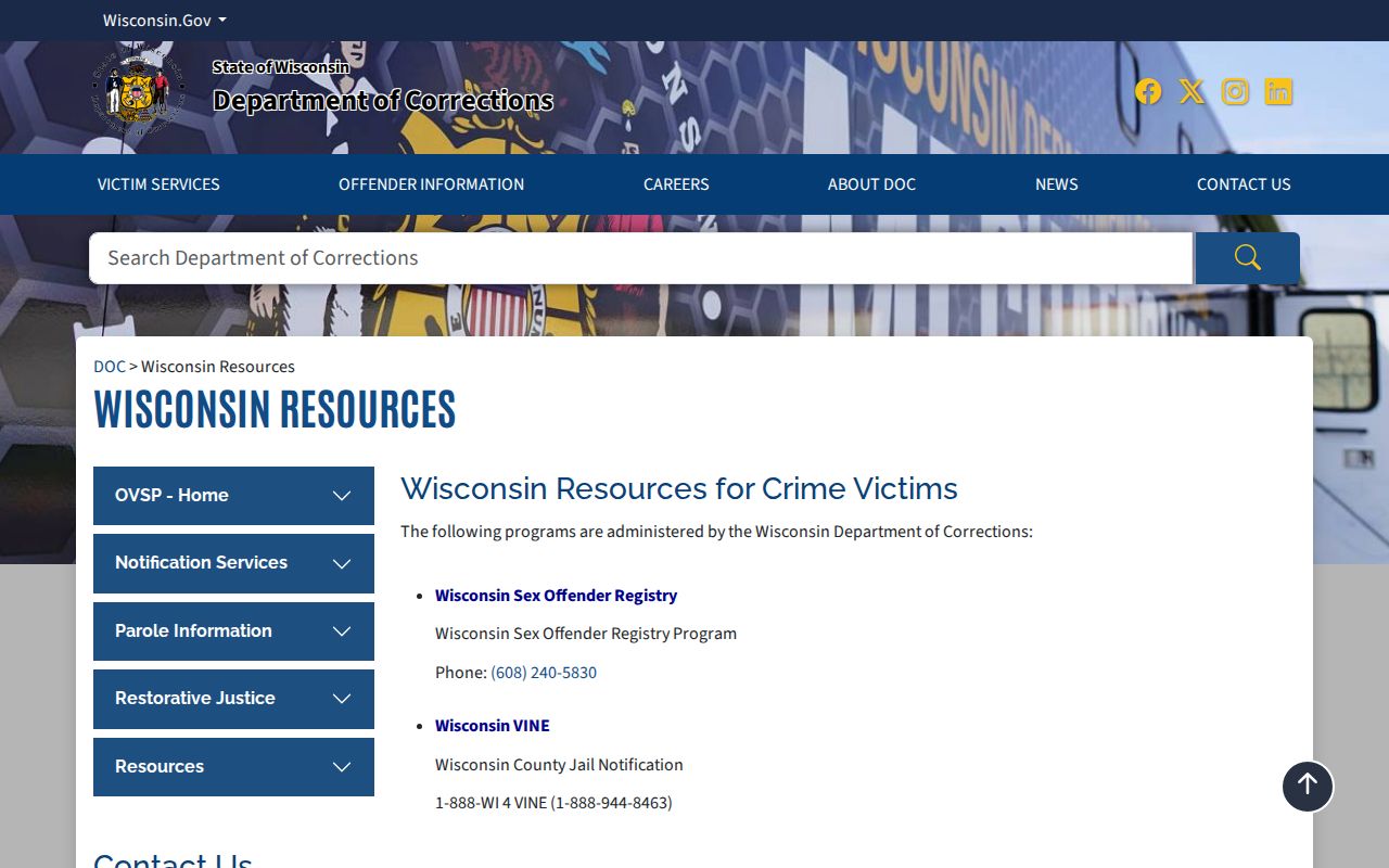 Crawford County sex offender lookup and Wisconsin victim resources