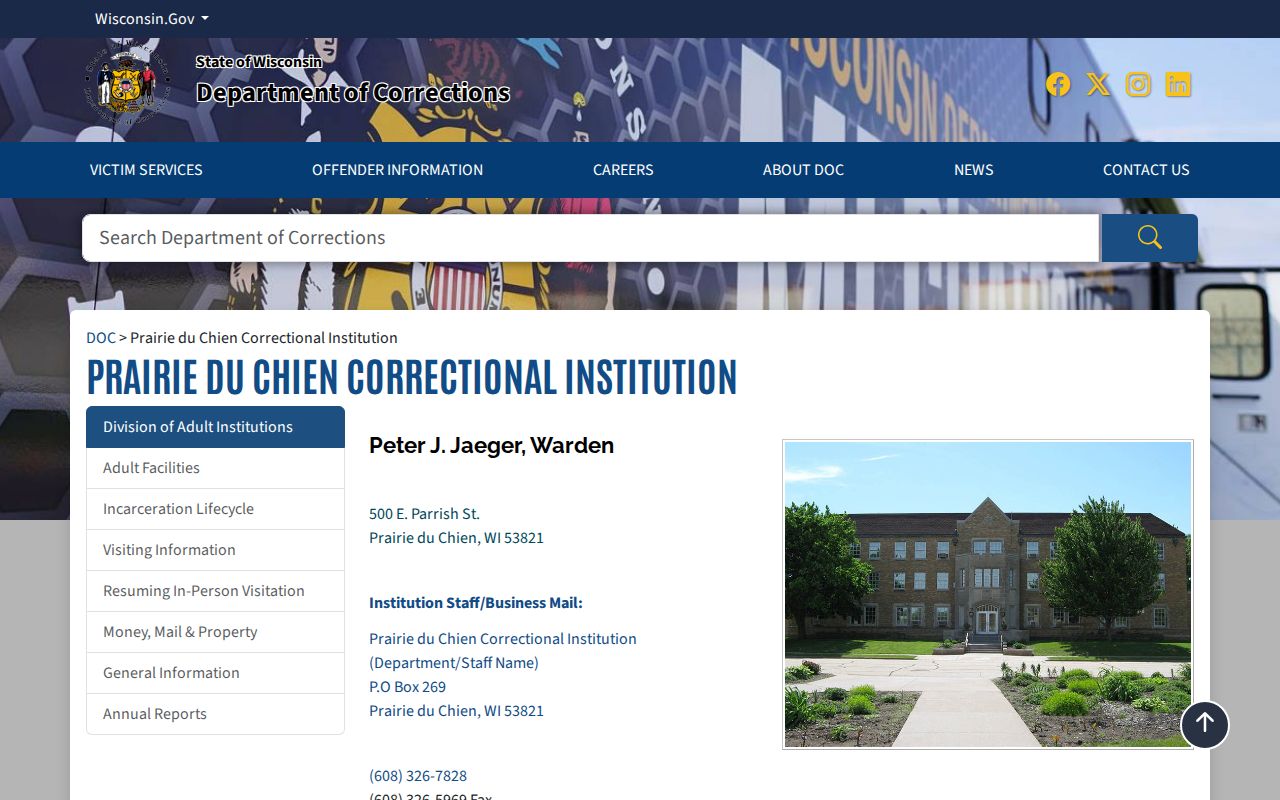 Prairie du Chien correctional institution and custody record boundary