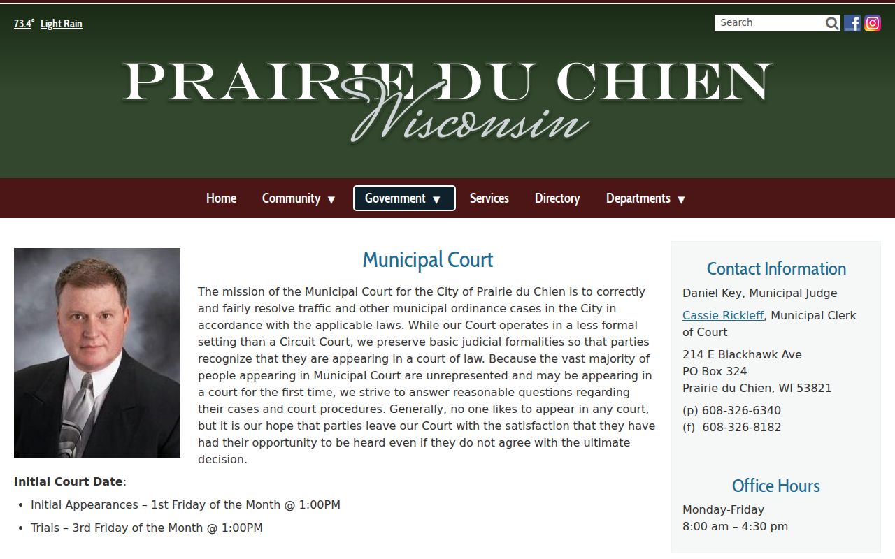 Prairie du Chien municipal court record check