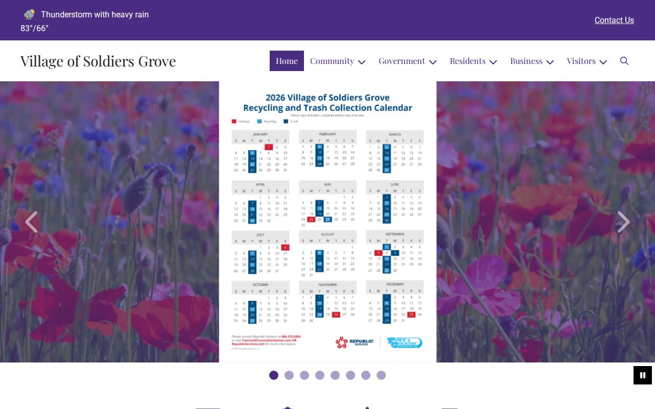 Soldiers Grove criminal records context on the official village homepage