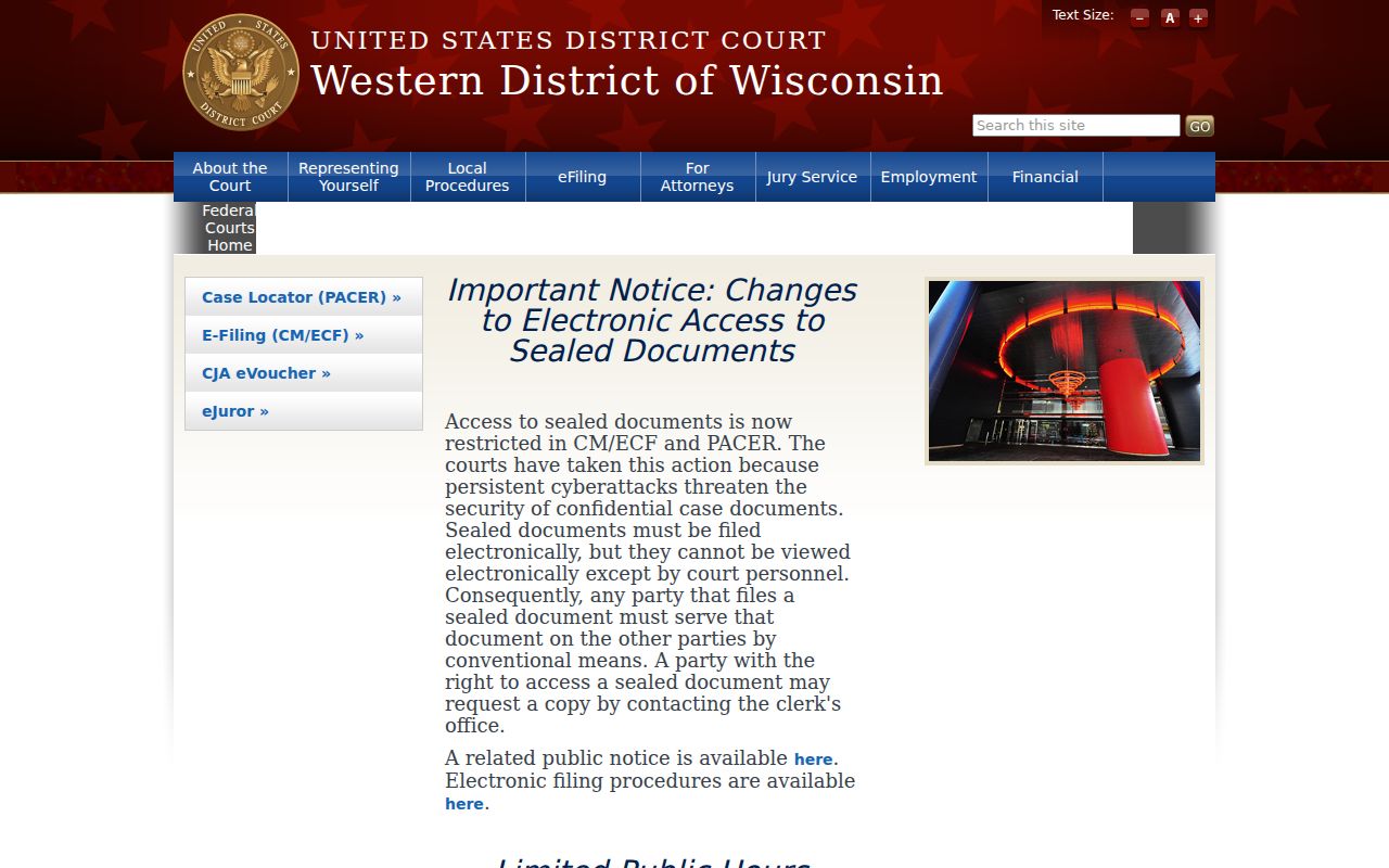 Western District court for federal Crawford County criminal records